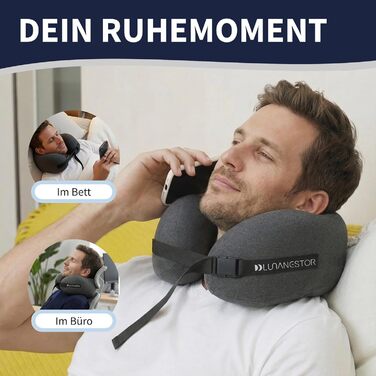 Подушка для подорожей з Memory Foam: для літака, авто, потяга – анатомічна, сіра, з чохлом