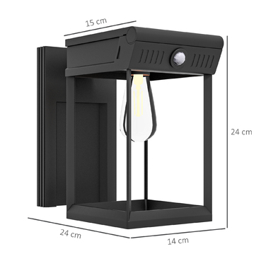Outsunny Solar Wandleuchte LED Outdoor Light Warm White Adjustable with Light Sensor IP44 for Garden Terrace Black