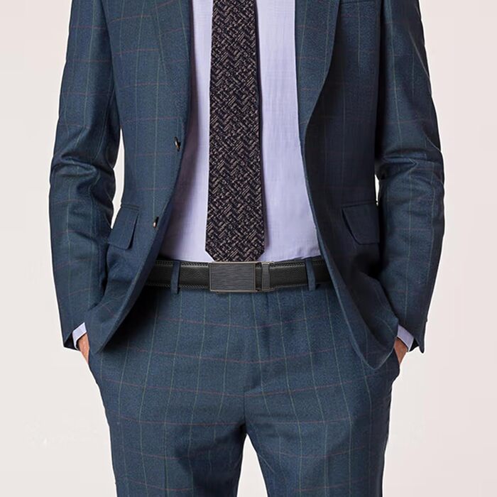 Чоловічий шкіряний ремінь SENDEFN з автоматичною пряжкою, ширина 35 мм, регульований розмір 115 см (32-38 дюймів), чорний з фактурною обробкою