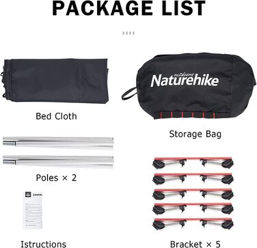 Кемпінгове ліжко Naturehike Ultraleichtes: легке, складне ліжко для дорослих. Макс. вантажопідйомність 150 кг. Ідеально для кемпінгу, туризму, відпочинку вдома та в офісі.