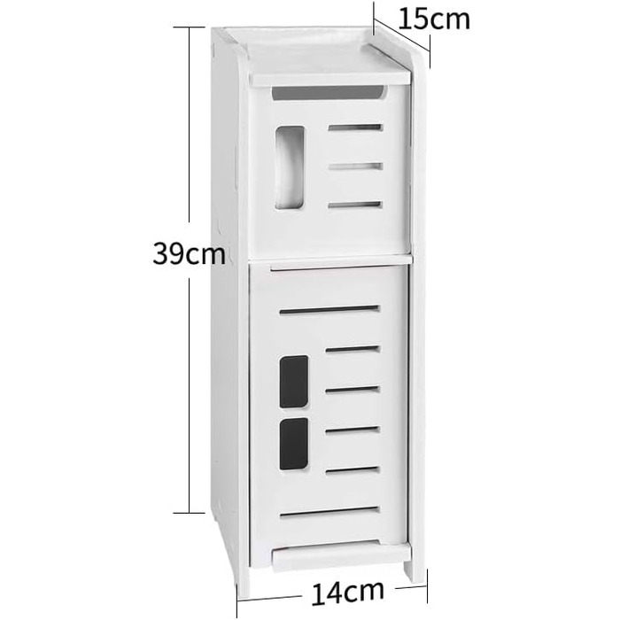 PVC Toilet Paper Holder with Brush - 2-in-1 Bathroom Organizer - White (39cm)