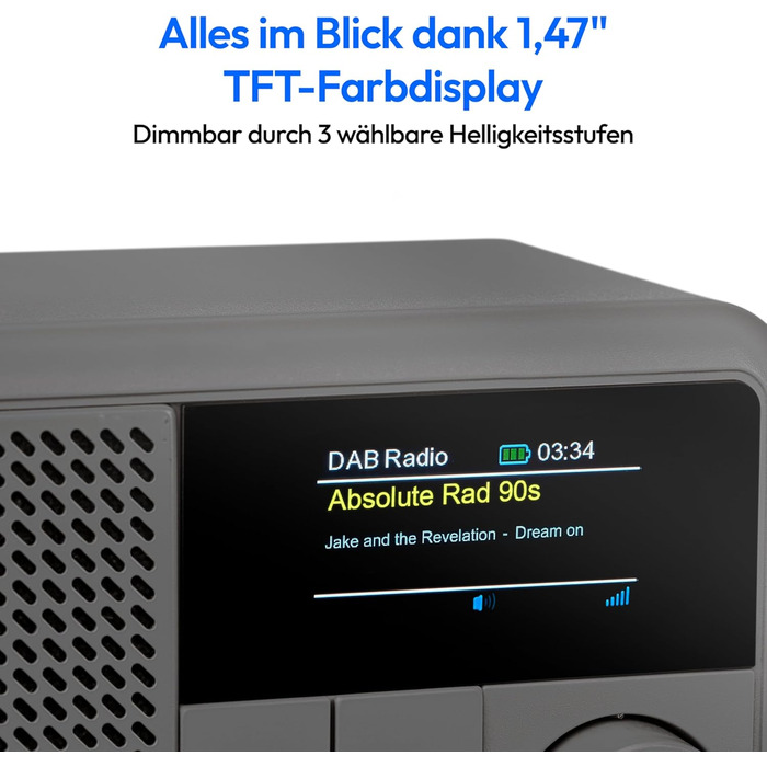 MEDION S66822 Портативне міні-радіо DAB+ з Bluetooth, акумулятор (до 6,5 годин), дисплей, телескопічна антена, таймер сну, будильник, AUX, USB-C, зелений (сірий)