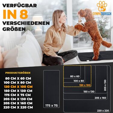 Водонепроникний килимок для собак SympaTierisch - захист дивану та ліжка - великий розмір (130 x 100 см) - чорний колір - легко перуться