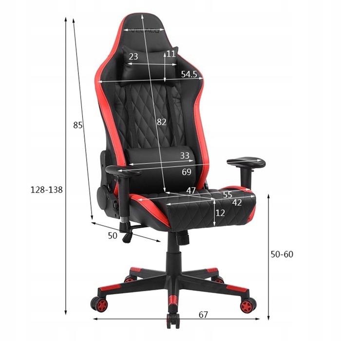Ігрове крісло Velaco FURY-BL-RD, штучна шкіра, чорно-червоне