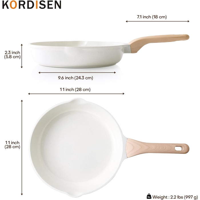 Сковорода Kordisen з антипригарним покриттям з граніту, 28 см, сумісна з індукцією, без PFOA