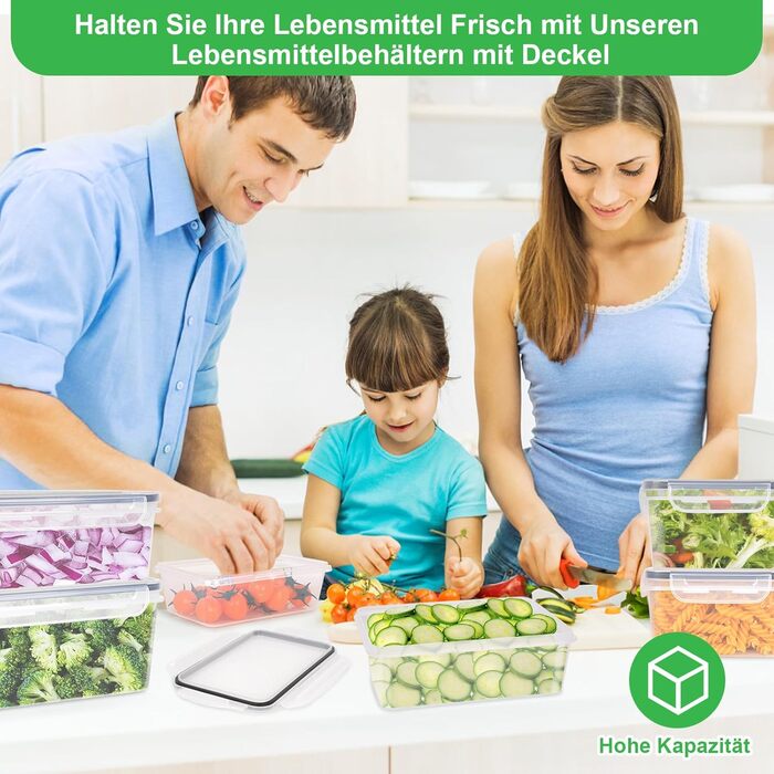Набір контейнерів Kottwca, 30 шт. (15 контейнерів + 15 кришок) для зберігання продуктів, Meal Prep, 100% захист від протікання, BPA-Free, для мікрохвильової печі та холодильника, велика місткість