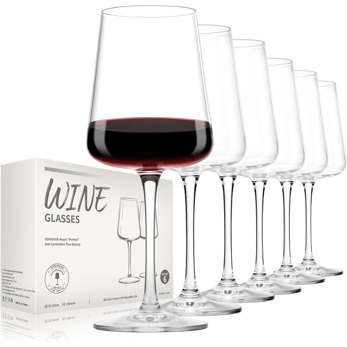 Набір келихів для вина PROST! 6 шт. 491мл з кришталевого скла без свинцю, для червоного та білого вина, 496мл