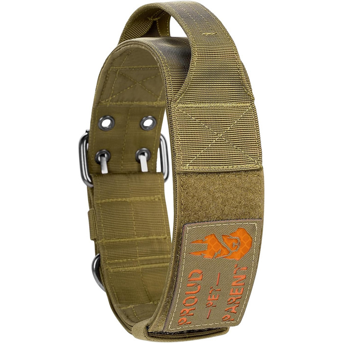 OneTigris Пояс для собак 5 см з ручкою та патчем, великі породи (XL, Коричневий)