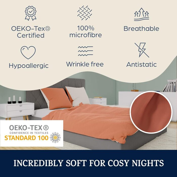 Комплект постільної білизни Sleepwise 200x200, 3 шт. - мікрофібра, дихаюча, без прасування (Теракота)