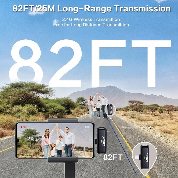 Бездротовий мікрофон-петличка OSA: професійний комплект з двома мікрофонами, Plug-and-Play, для iPhone, Android, камери, ПК (Type-C)