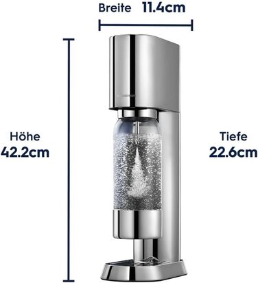Sodastream Enso Premium - Сифон для газування води з нержавіючої сталі, пляшка 1л BPA-free, циліндр CO2 Quick Connect, срібний