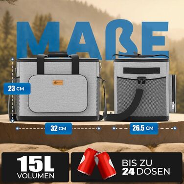 Термосумка BigDean 15 л: велика, ізольована, складна, витокостійка, водонепроникна – для пікніка, обіду, покупок. До 5 годин охолодження