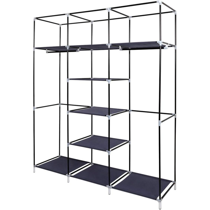 Wardrobe, Fabric Closet for Bedroom, Fabric Wardrobe, Large Storage Space, Sturdy Wardrobe, for Bedroom, Dressing Room, 150x45x175cm, Grey