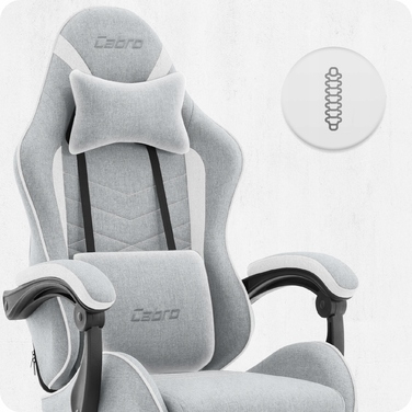 Ігрове крісло Cabro C500, сіро-біле, тканина сіра