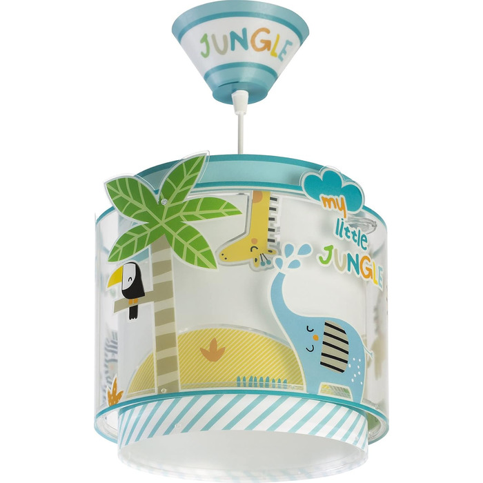 Dalber Children's Lamp Pendant Light Hanging Lamp My Little Jungle Jungle Animals Lions Elephants Giraffes Crocodile, Colorful