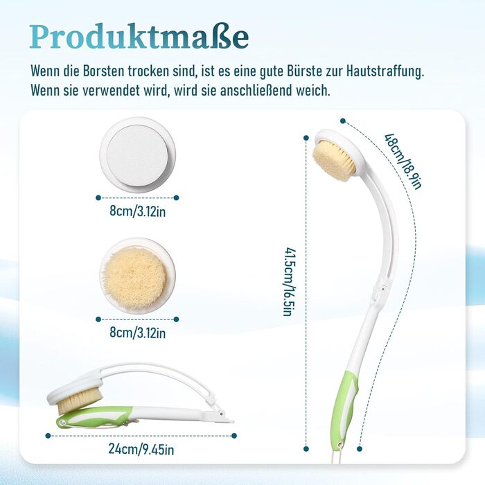 Набір для масажу спини з насадкою (3 змінні насадки), довга ручка - догляд за спиною 2024