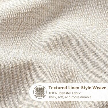 Штора для ванної кімнати льон з металевими кільцями, бежева 182x182 см - Водонепроникний текстильний комплект для ванни