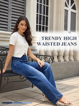 Джинси жіночі Baggy з широкими штанинами, висока талія, темно-сині, розмір 31