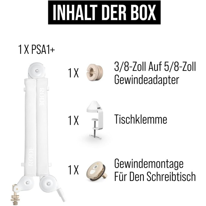 Шарнірний штатив RØDE для студійних мікрофонів (PSA1+, білий)