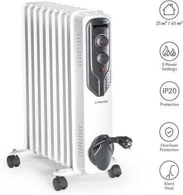 Електричний обігрівач Trotec TRH 20 E – 800/1200/2000 Вт, 9 ребер, для приміщень до 25 м²
