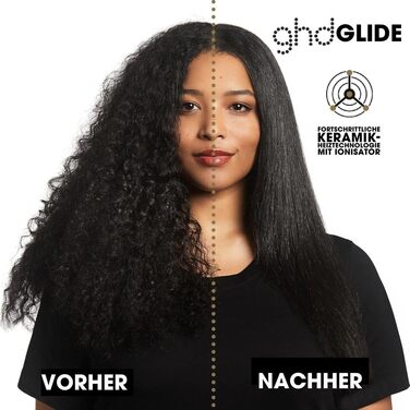 Гладка щітка ghd Glide: для шовковистого та блискучого волосся, випрямляє та дисциплінує сухе волосся, без пуху, для всіх типів волосся, без екстремальних пошкоджень, чорна