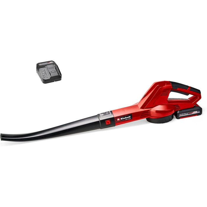 Акумуляторний повітродув Einhell GC-CL 18 Li E Kit, 18В, 210 км/год, регулювання швидкості, м'яка ручка, акумулятор 2,0 А·год і зарядний пристрій, Power X-Change