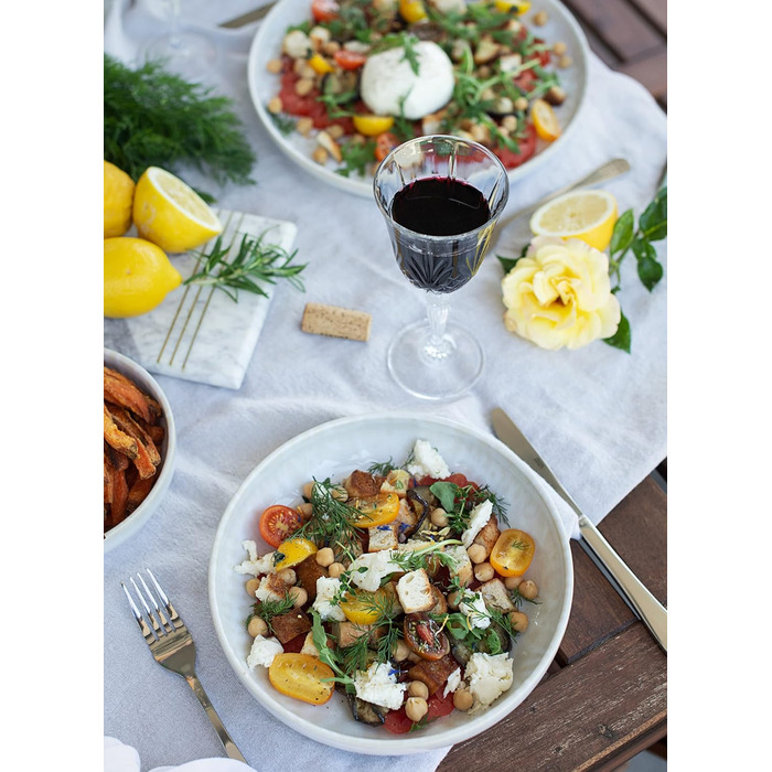 Набір посуду MÄSER Serie Tiles Modernes Vintage для 2 осіб (8 предметів) - кераміка, дизайн Мавританії, скандинавська форма, білий