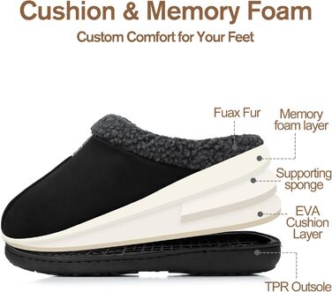 Чоловічі халати з замші з меморі-піною, для дому та вулиці, теплі зимові халати з неслизькою підошвою, подарунок для чоловіків, тата, чорний 47/48 EU