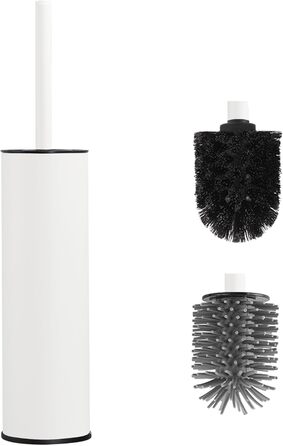 Металева щітка для унітазу Dazi з підставкою, 2 шт. для глибокого очищення, захист від бризок та засорювання (білий)