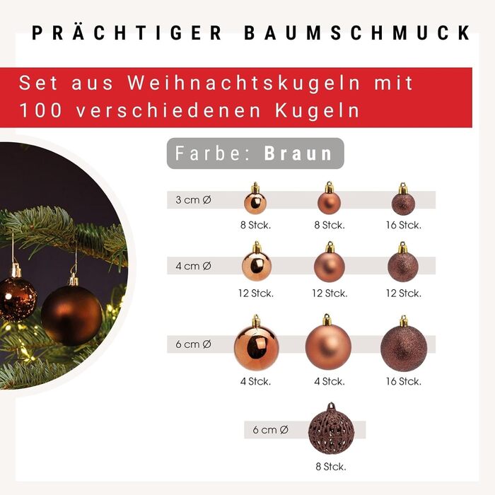 Набір ялинкових прикрас WOMA: бронзові кулі та 22 кольорів - 50 та 100 шт. Ялинкові кулі з пластику, декор для ялинки