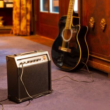 MAX ShowKit Електрична акустична гітара, комплект - підсилювач 40 Вт, підставка для нот, тюнер, чохол, медіатор - чорний