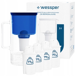 Скляний фільтр-кувшин Wessper D2 BOROSILICATE 3л, синій + 5 фільтрів