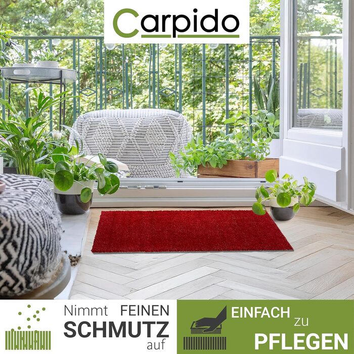 Кокосовий килимок Carpido антиковзкий 60x90 см для вулиці та дому - червоний прямокутний килимок біля входу з кокосового волокна