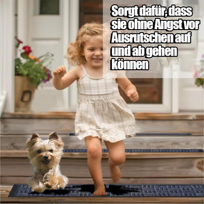 Гумові килимки на сходи AuCUDA 6 шт, 76x22 см, зовнішні, антиковзкі, стійкі до погодних умов, сірі смужки