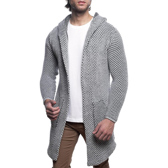 Чоловічий кардиган Carisma з капюшоном, довгий, сірий, розмір L