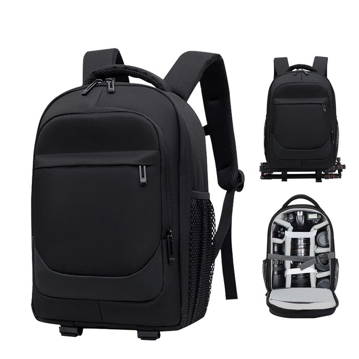 Водонепроникний рюкзак для фотоапарата: камера, DSLR, SLR, об'єктив, штатив, аксесуари, чорний
