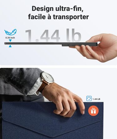 Портативний монітор Ingnok 15.6 дюймів, FHD 1080P IPS з підставкою, для ноутбука, ПК, Mac, PS3/4/5/X-box, USB-C & HDMI, 15.6 (підставка)