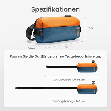 tomtoc Kompakt: Сумка через плече для чоловіків та жінок, EDC, для Nintendo Switch 2 (2025) або iPad mini, для подорожей та повсякденного використання (3 літри, помаранчевий)