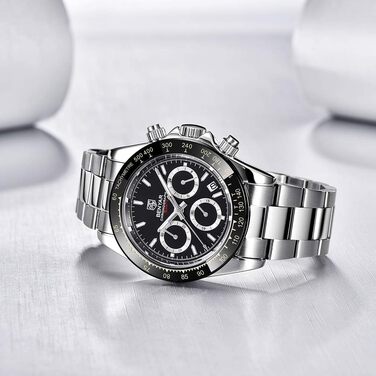 Чоловічий годинник BENYAR: Хронограф, кварцовий механізм, водонепроникний, з нержавіючої сталі, чорний. Стильний аксесуар для бізнесу, спорту та відпочинку.