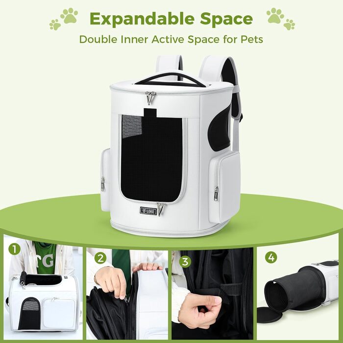 Розширюваний рюкзак для кота та собаки, переноска для тварин до 8 кг, сірий