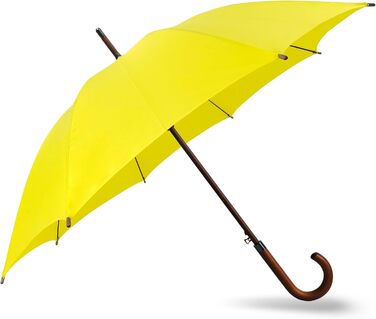 SoulRain Парасолька з класичною дерев'яною ручкою, автоматичне відкриття, вітростійка, прозора, незламна, 121.9 см (Жовта)