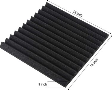 Акустичний поролон для звукоізоляції стін, набір 60 шт. панелей 30x30x2,5 см для студії, подкастів, офісу та запису звуку