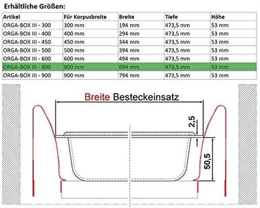 Органайзер для столових приборів Orga-Box сріблясто-сірий для шухляди 80 см (473,5 x 694 мм) Nobilia, Besteckkasten III