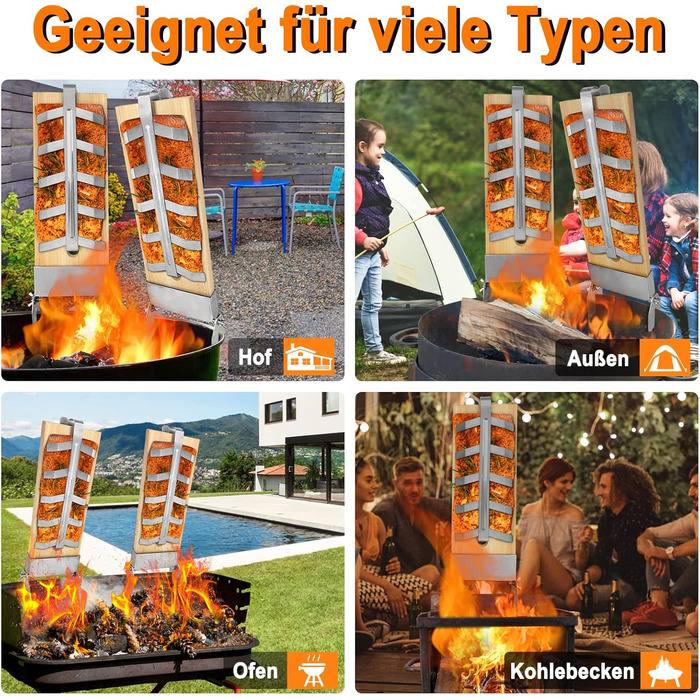 Набір дощок для запікання лосося NAIZY з кедра з тримачем із нержавіючої сталі, 5 рівнів регулювання, для вогнища та гриля, 2 шт.