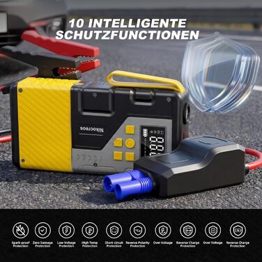 Powerbank для прикурювання з компресором 3000A 150PSI, LCD-дисплей, LED-ліхтарик (Жовтий)