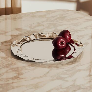 Alessi 90039 Round Tray, Stainless Steel, Silver, 7 x 44.5 x 14.5 cm, Units, 1.0