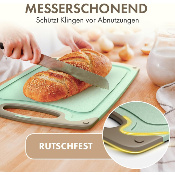 Набір обробних дощок Blumtal (S/M/L) - 3 шт. з пластику, з жолобками для соку та ручкою, BPA free, придатні для миття в посудомийній машині