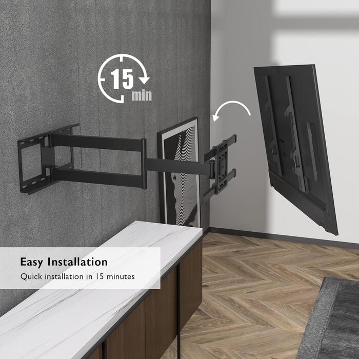 BONTEC Extra Long TV Wall Mount - 850mm Articulating Arm for 32-70 inch LCD/LED/OLED TVs - Up to 60kg, Tilt, Swivel & Rotate - VESA 400x400