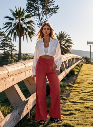 Джинси жіночі LaiEr широкі, з високою талією, прямі, вільні, з ефектом потертості та градієнтом 