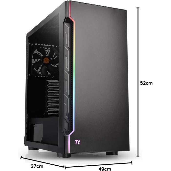 Корпус для ПК Thermaltake H200 TG RGB ATX з RGB підсвічуванням, скляна бічна панель, чорний | 120мм вентилятор в комплекті